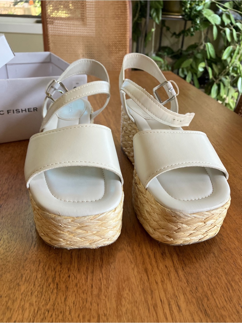 Marc Fisher | Ivory Woven Espadrille Platform Sandals | 9.5